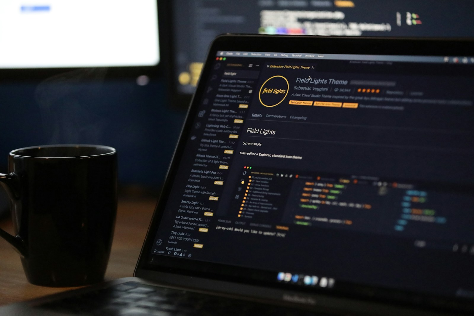 Developer workspace with multiple monitors